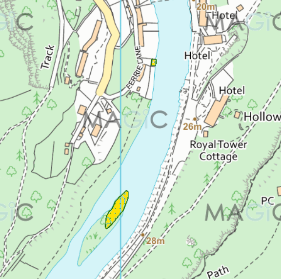 Map showing The Island and Alpine Wharf commons